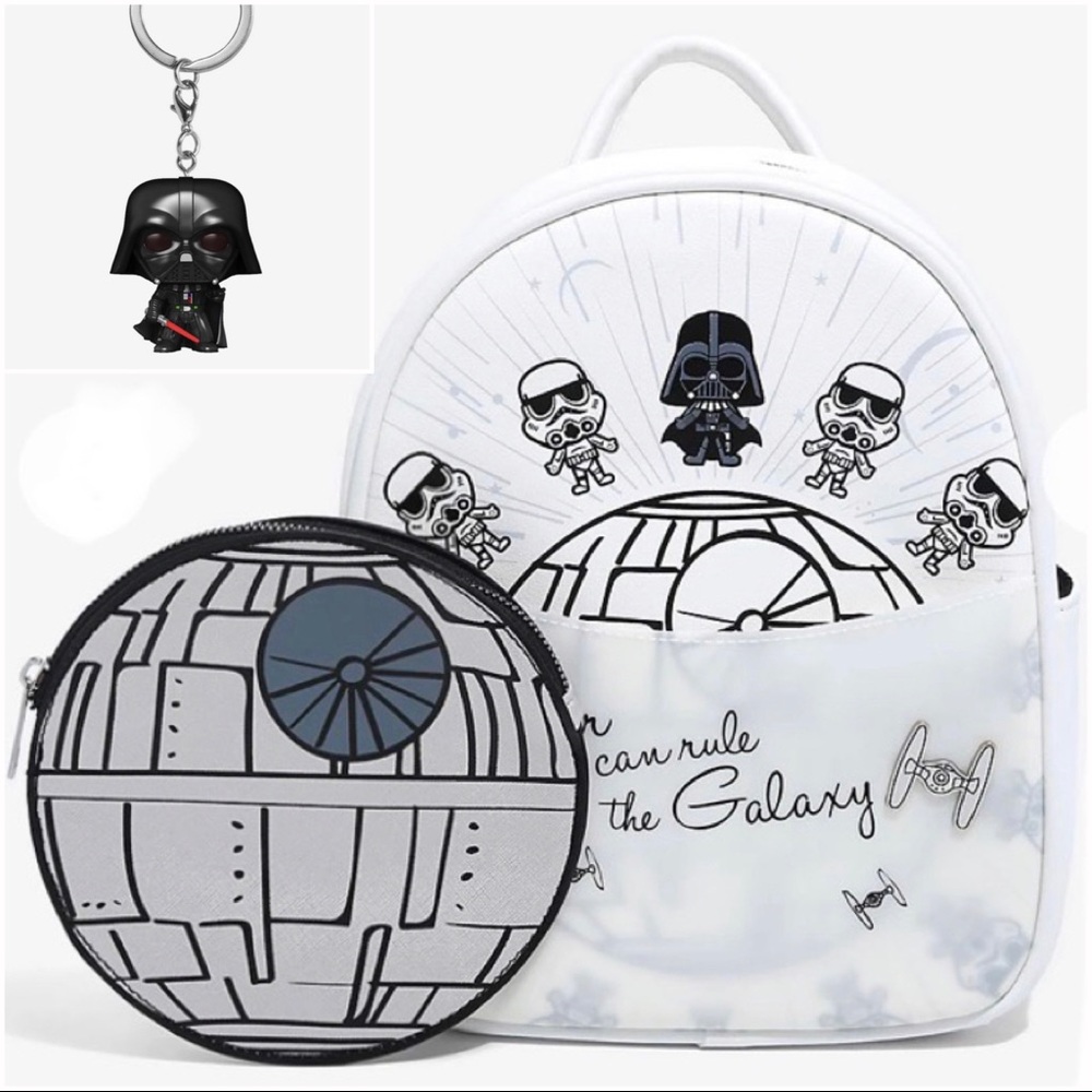 STAR WARS DARTH VADER CHIBI MINI BACKPACK, COIN PURSE & FUNKO POP! KEYCHAIN!